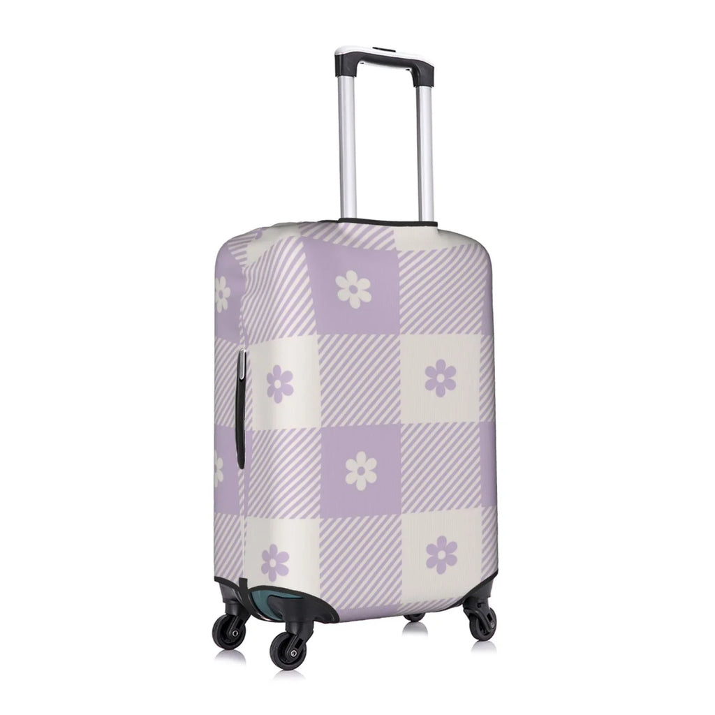 Purple Suitcase Cover Plaid Kll Cover Protector- Buffalo Floral Suitcase Luggage