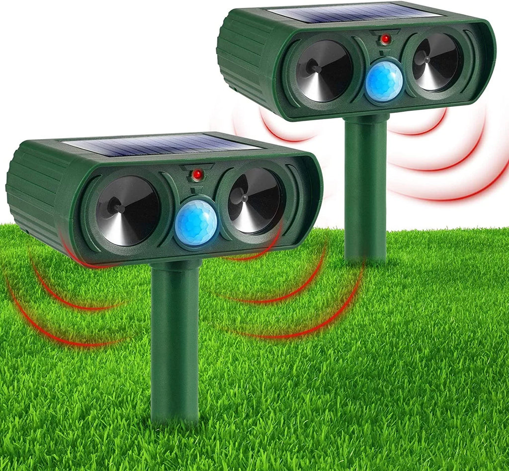 Raccoon Solar Repellent Cat Keep Animal Sensor Flashing Pack with Animal Dog Repeller Lights Ultrasonic & Deer Away Animal Outdoor Pest Fox PIR 2 Mouse to Repeller Deterrent Waterproof