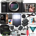 '+ Bundle ILCE7C/S a7C Case with Lens Alpha Extra Silver Body Gear Flash Filters Deco Interchangeable + + + Mirrorless Battery Accessories Full Only 7C and Frame 64GB Sony Card Kit + Camera Software