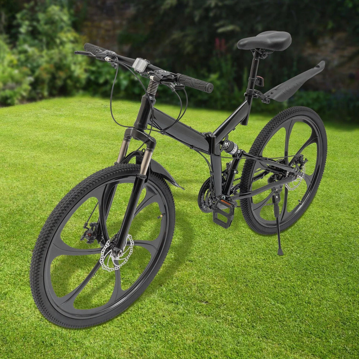 Carbon City 21-Speed Folding Bike Light 150kg/330lbs Shifter Miumaeov Bicycle Adult Steel Folding 26" Weight Camping Bike Black Max Loading