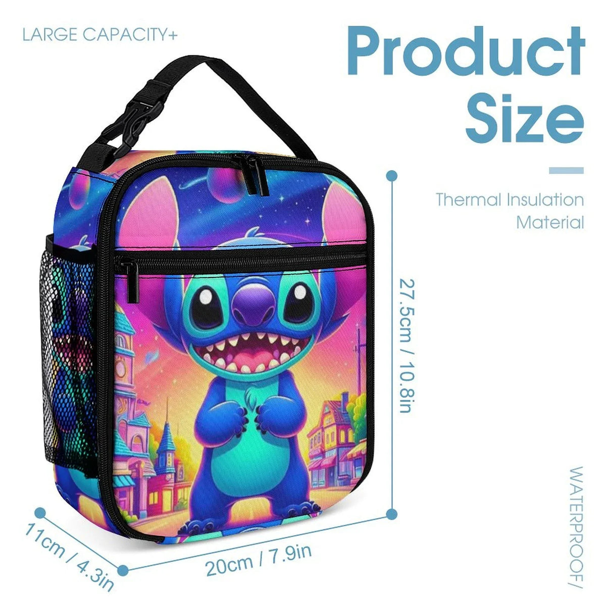 Kids Adult Tote Bag Boys Girls Thermal Cooler For Portable Art Lunch Handbag School Lilo Insulated Bag Bento Stitch Office