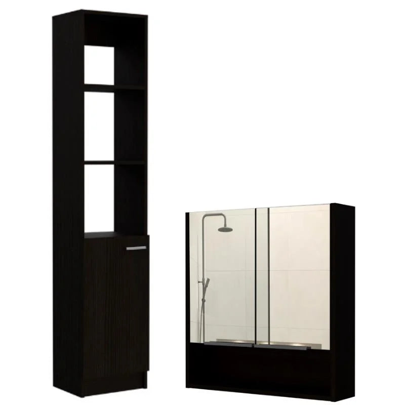 63" Medicine Home Set Linen Cabinet 2-Piece & with Door Square Cabinet One