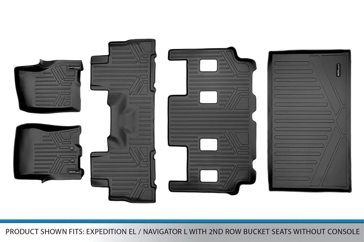 Floor Expedition, Liner Cargo for Mats without Row Smartliner Bucket Seats 2nd Set Black SA0183-B0303-C0186-E0185 & 2011-2017 with Console Ford
