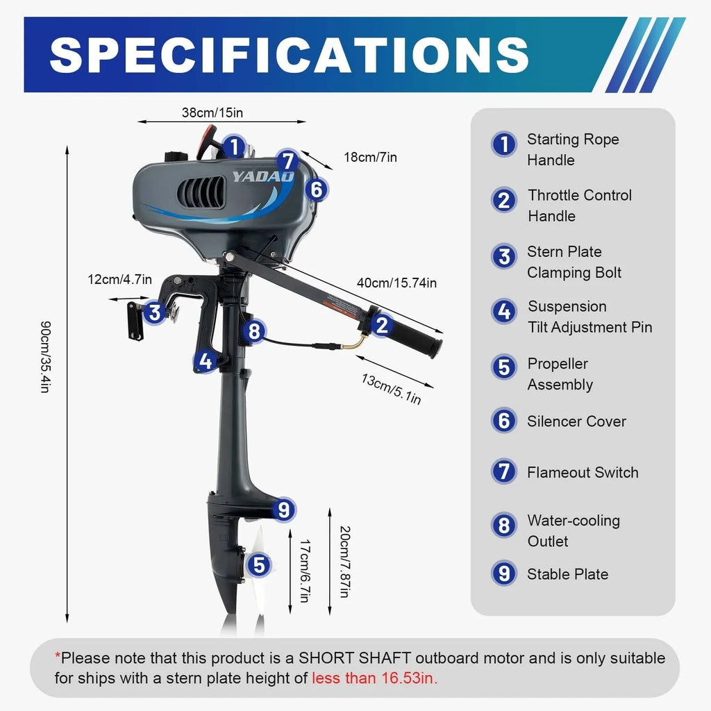 Engine HP 2-Stroke with Boat Motor Boat Engine Water System Fishing Outboard 3.5 Cooling