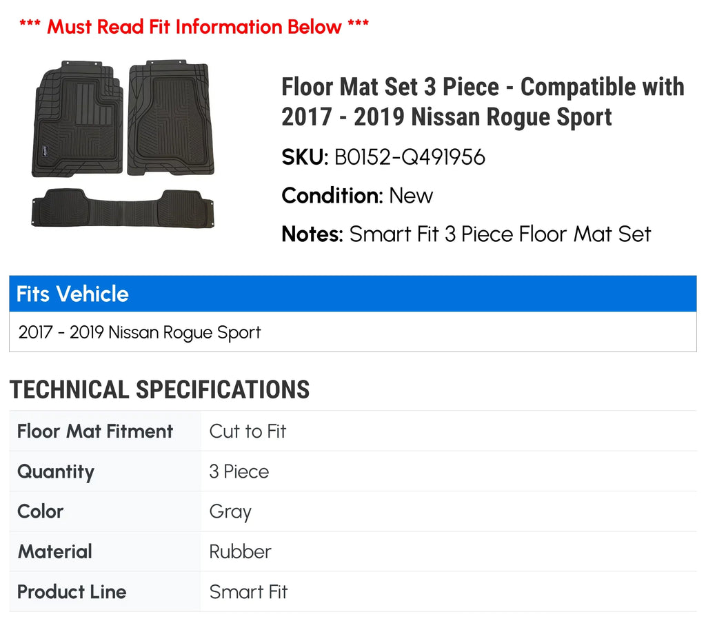 Nissan with - Compatible 3 Sport 2018 - 2017 Mat Rogue Piece 2019 Set Floor