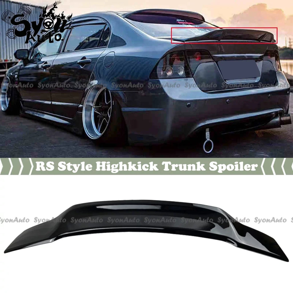 GLOSSY HIGHKICK RS BLACK CIVIC WING HONDA FITS SPOILER TRUNK STYLE 2006-2011 SEDAN