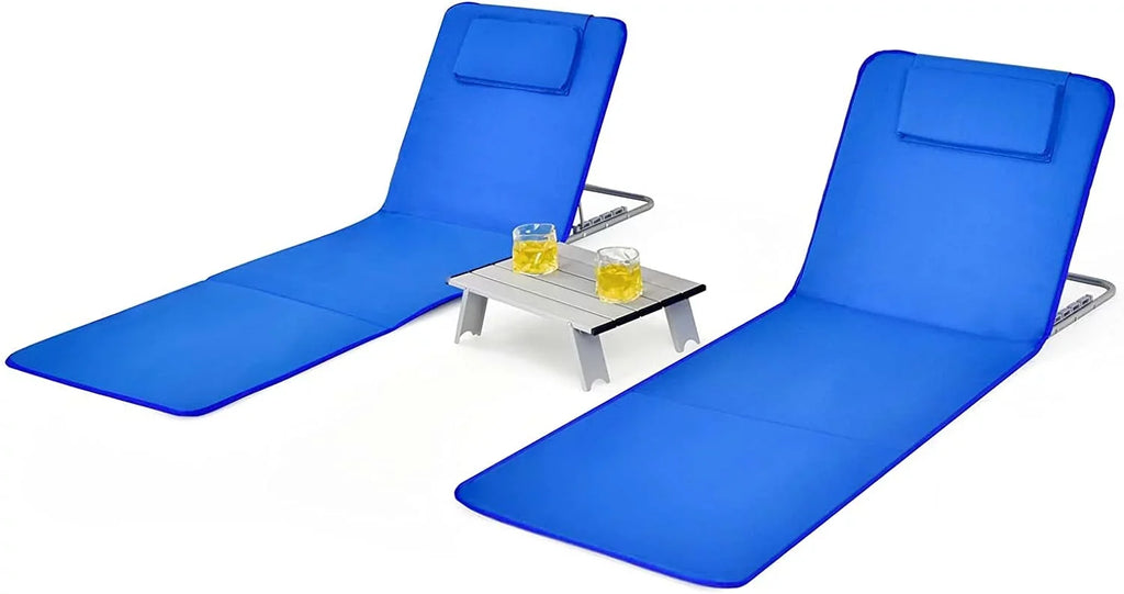 for Set Chairs, Lounge Camping, Sunbathing, with Chair 2-Pack Adults Beach Lawn Table, Chairs Folding Adjustable Position for Side 5