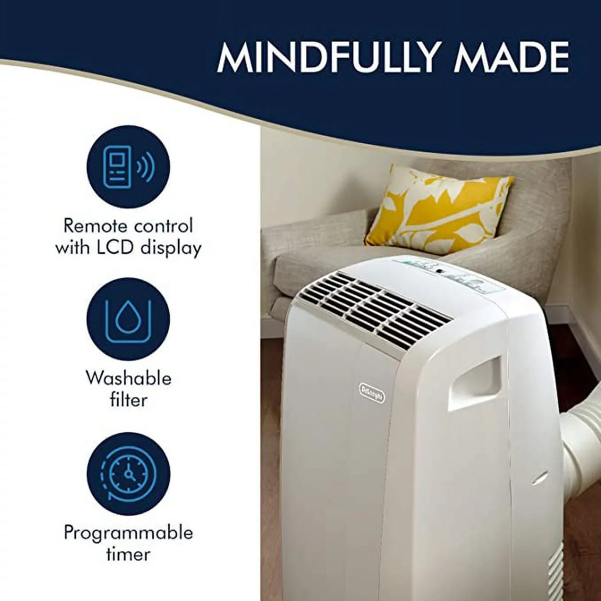 (Refurbished) 6,700 with 3-Speed (10,000 BTU Air BTU ASHRAE) Portable DeLonghi Dehumidifier Restored Conditioner