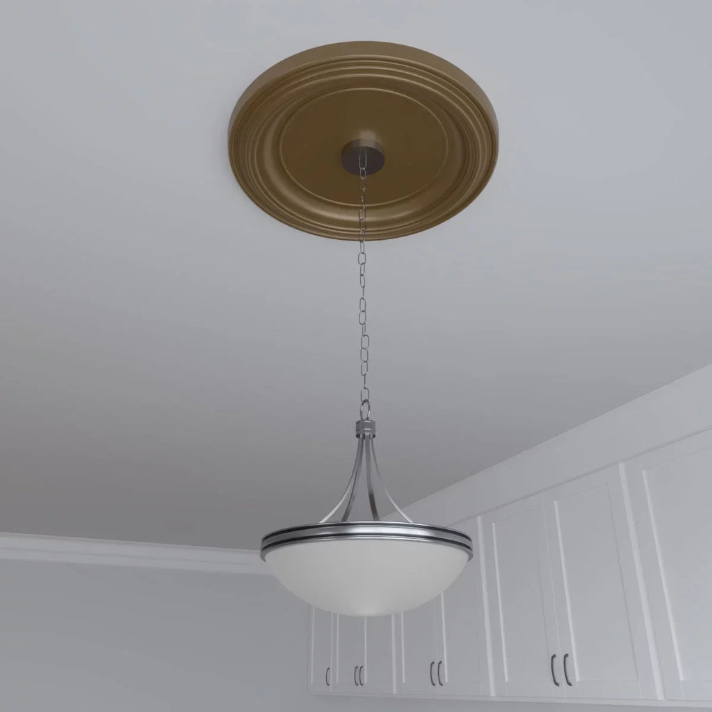 1/2"P 13 x up Metallic Rush 1/2"ID 1 22"OD Medallion to Thermoformed 3 Ekena (Fits Canopies Traditional x PVC Millwork Gold Ceiling 1/2"),