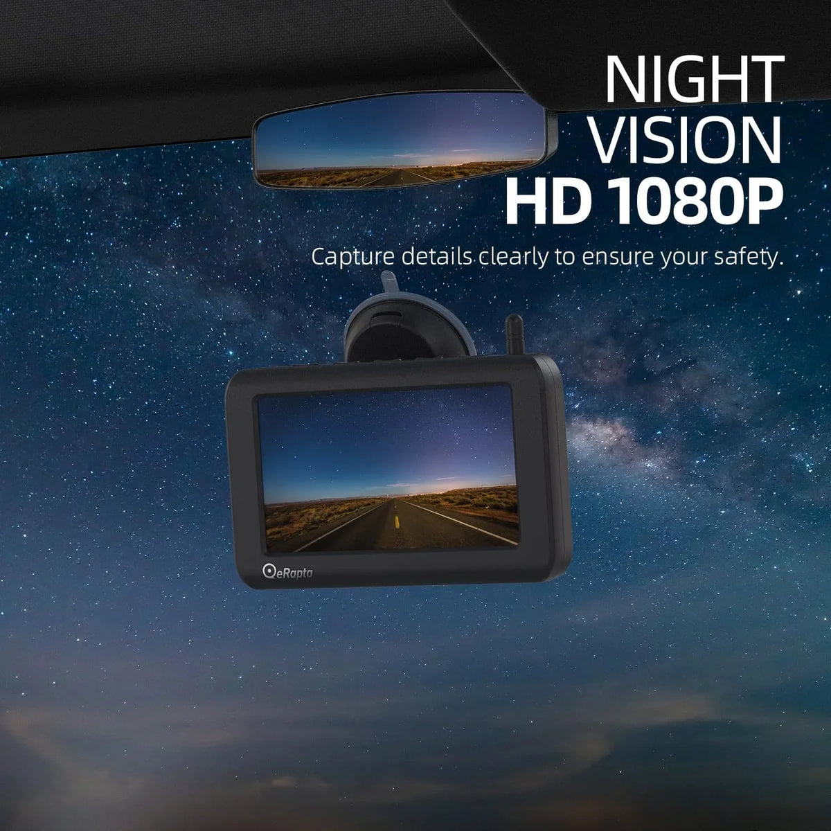 X5 Wireless Drilling 1 Backup No Min 5'' Camera Installation HD Waterproof 1080P Monitor eRapta Magnetic DIY Solar