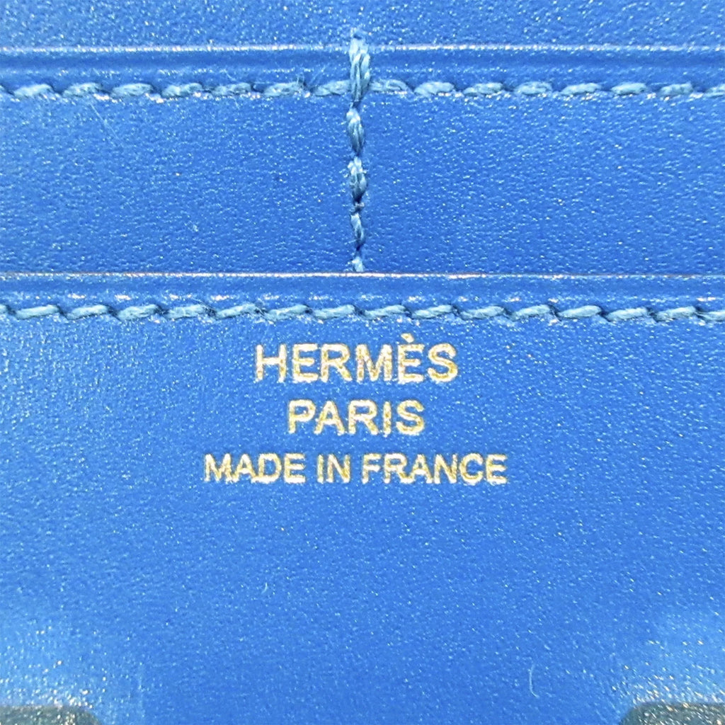 Wallet Wallets Authenticated Pre-Owned Small Constance (Good) Unisex Calf Hermès Leather Compact Blue