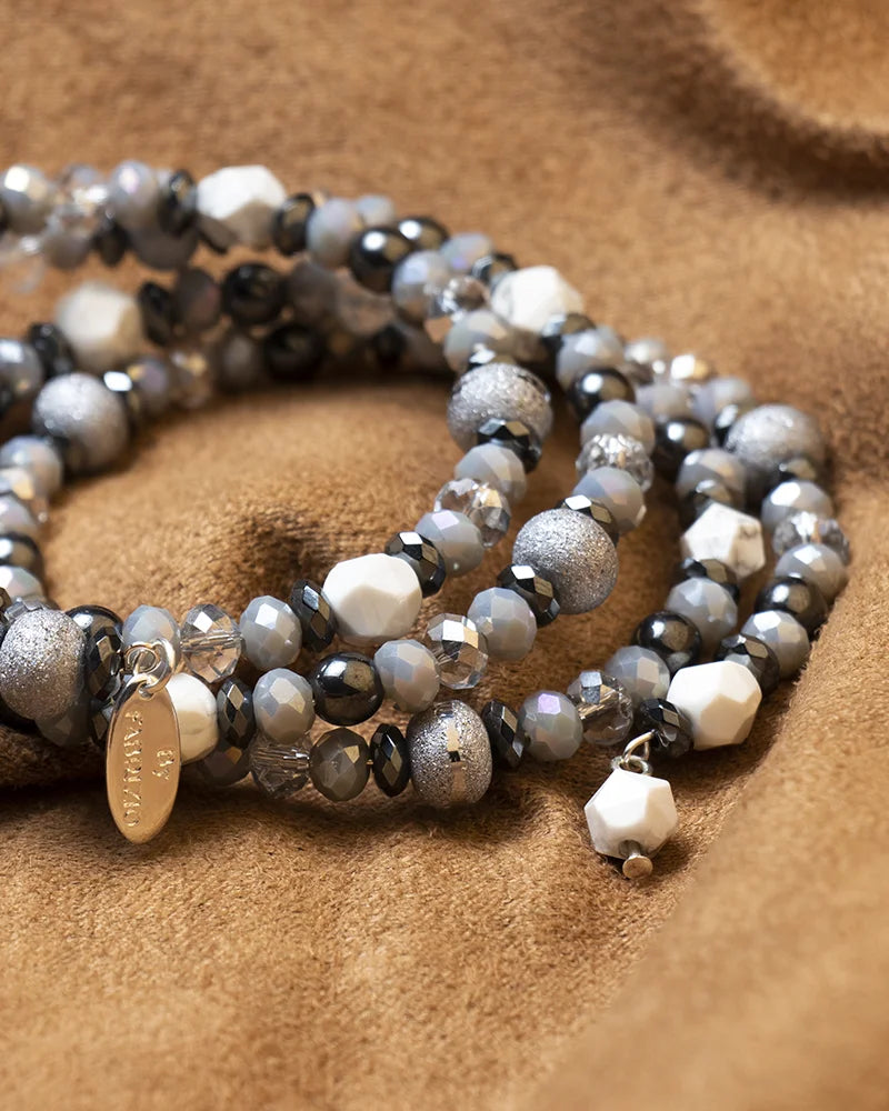 with Memory By Fabrizio Design Positano for Gioconda for Women white & Bracelet Howlite, Women Pearls Crystals