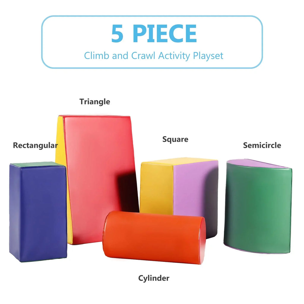 Red AILEEKISS Soft 5Pcs Foam Climb Indoor, Toddler, and for Baby Climb Set Crawl & Blocks Yellow Toy